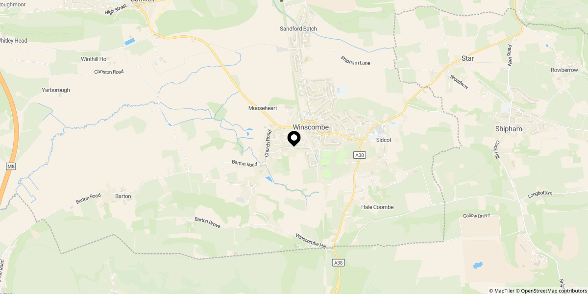 Approximate location of The Lynch, Winscombe