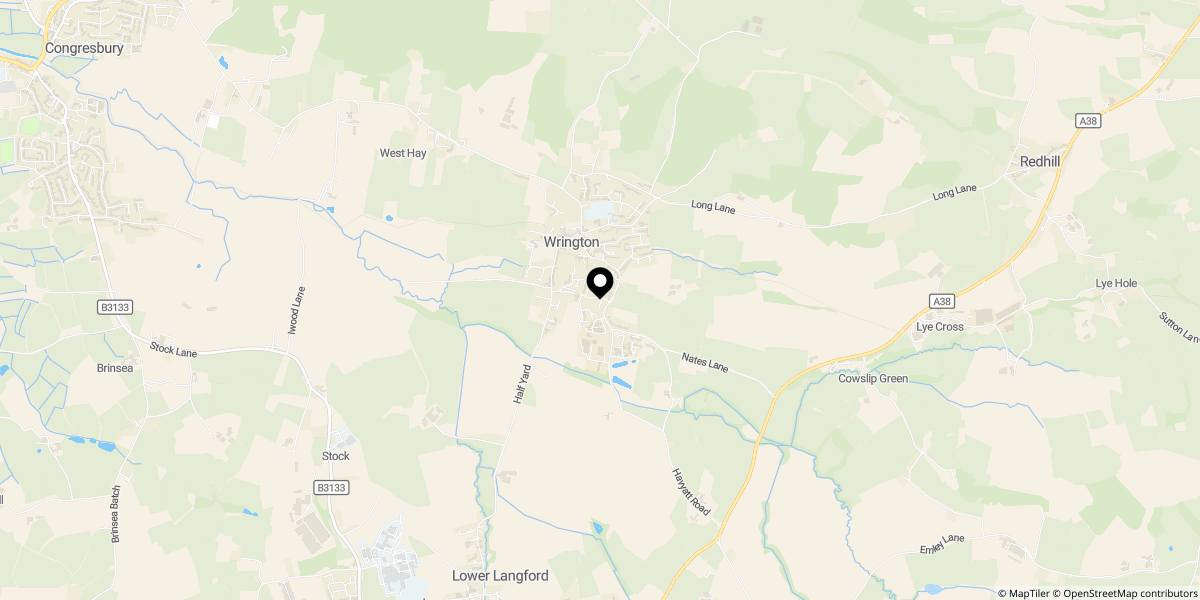 Approximate location of The Glebe, Wrington