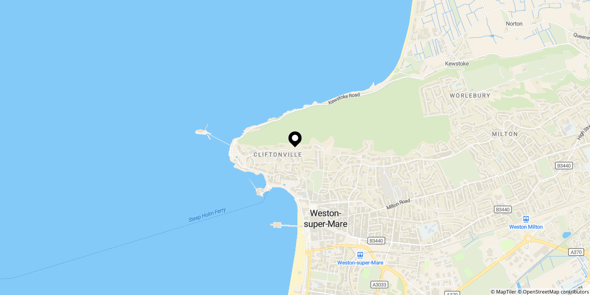 Approximate location of South Road, Weston-super-mare