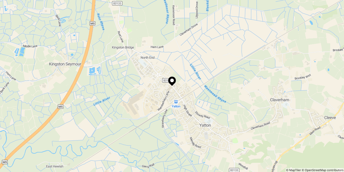 Approximate location of North End Road, Yatton