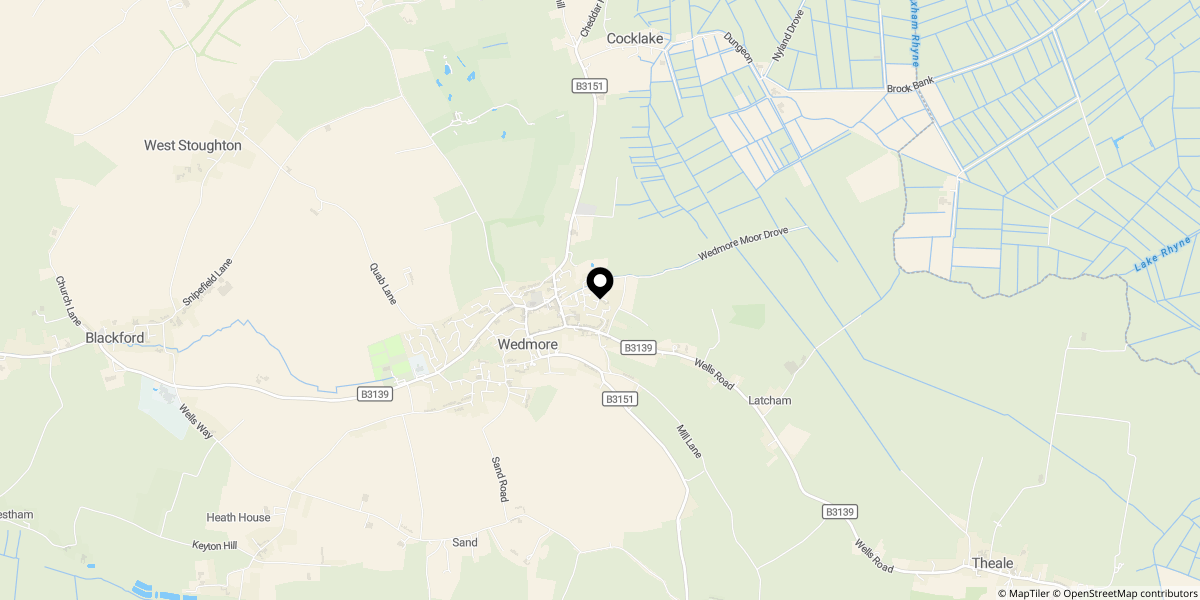 Approximate location of Combe Batch Rise, Wedmore