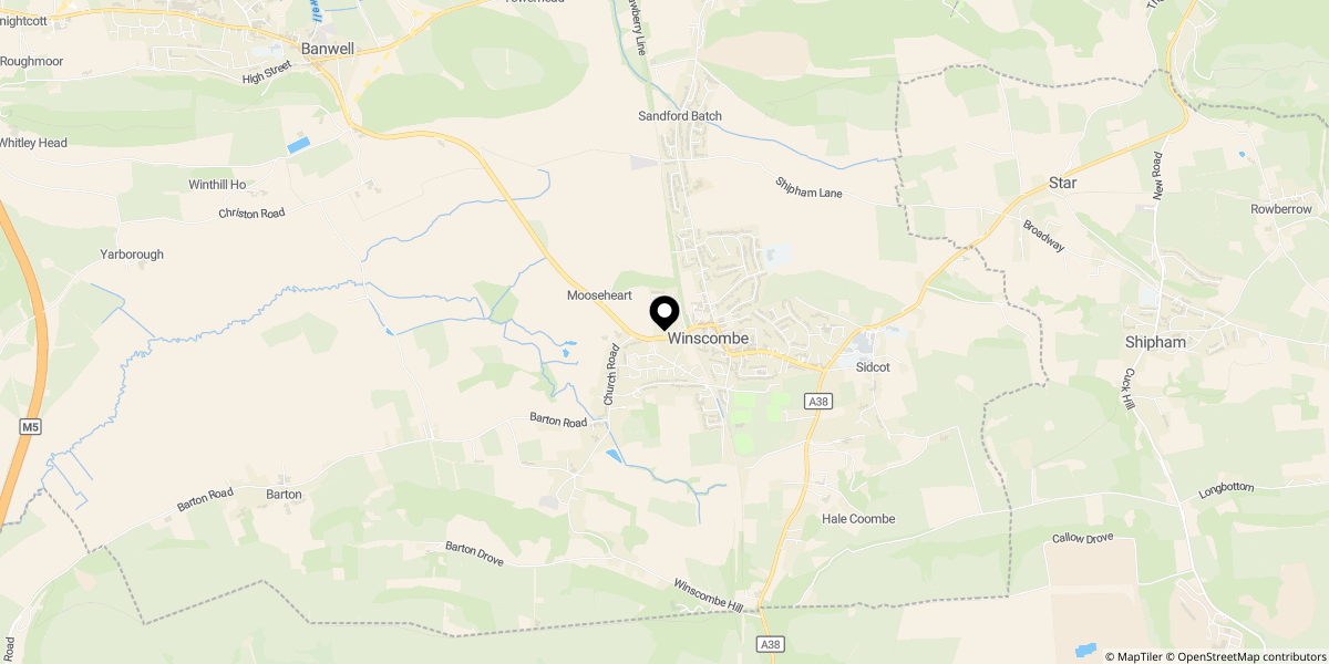 Approximate location of Dexter Way, Winscombe