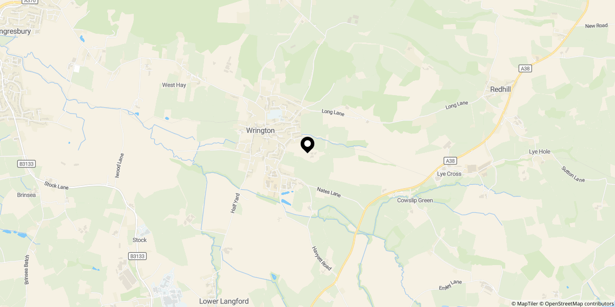 Approximate location of Rickyard Road, Wrington