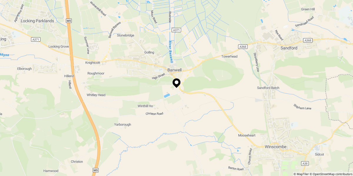 Approximate location of Castle Hill, Banwell