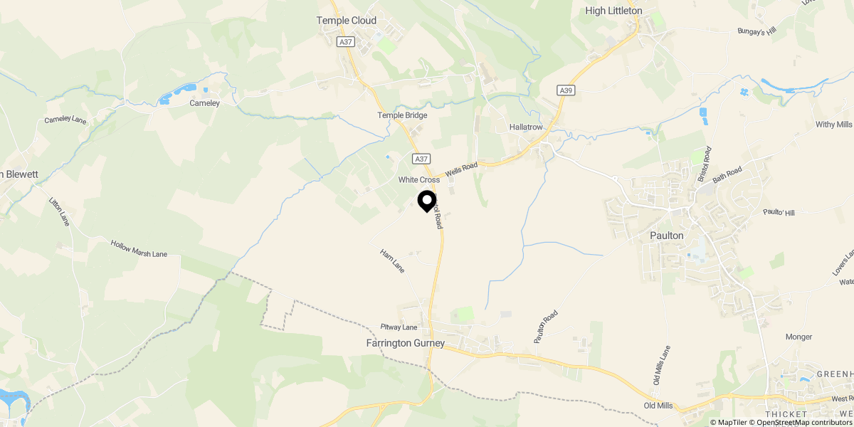 Approximate location of Gordel, White Cross Farm, Bristol Road