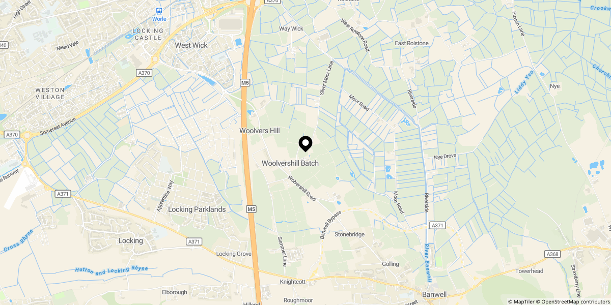 Approximate location of Silver Moor Lane, Banwell