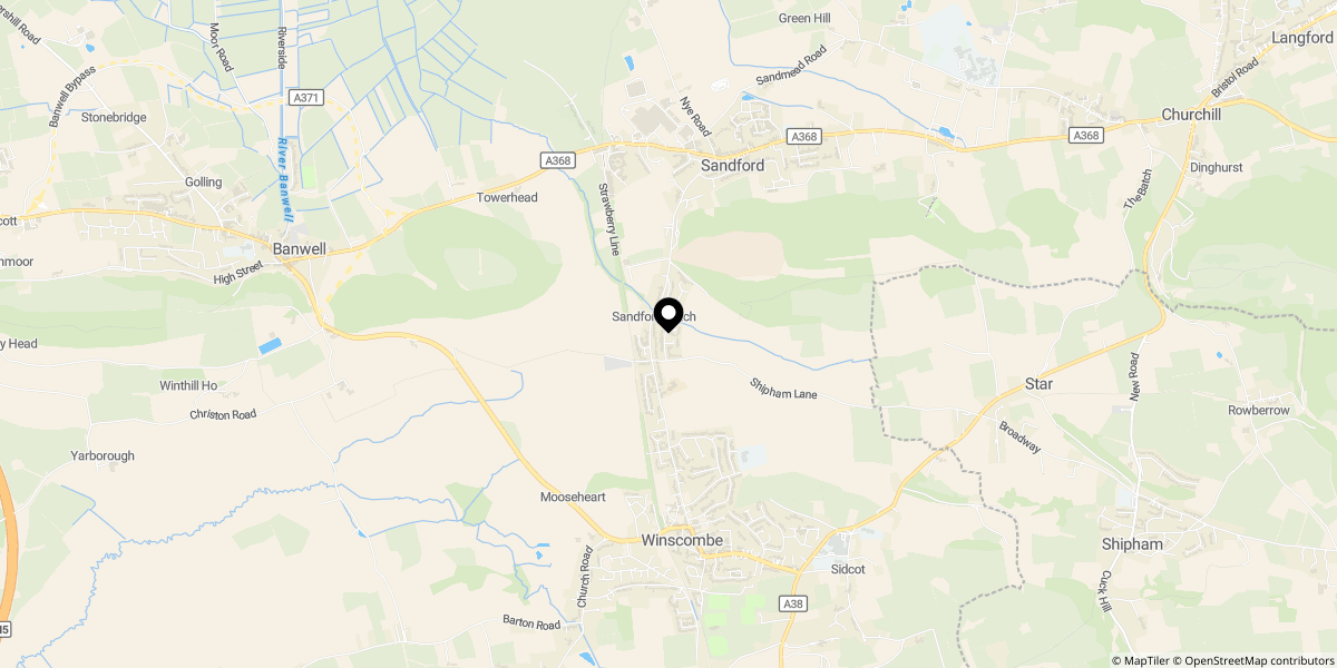 Approximate location of South Hill, Winscombe