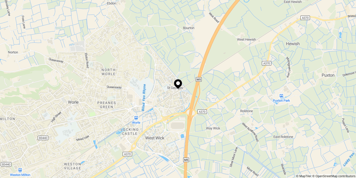 Approximate location of St. Georges, Weston-super-Mare