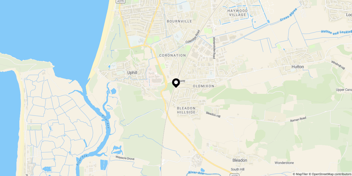 Approximate location of Burrington Close, Bleadon