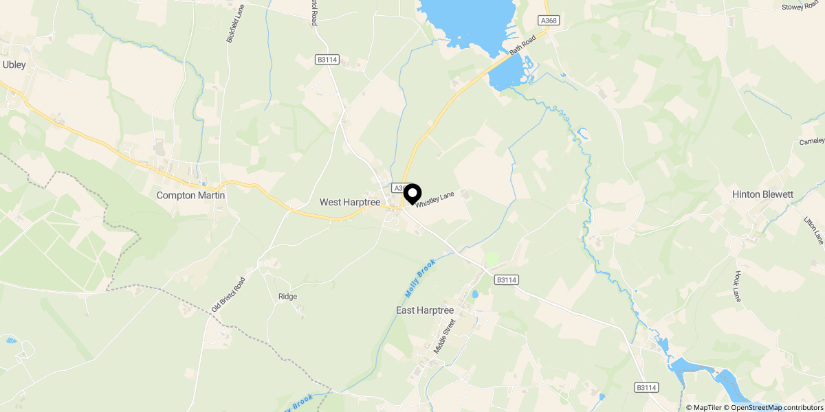 Approximate location of The Street, West Harptree
