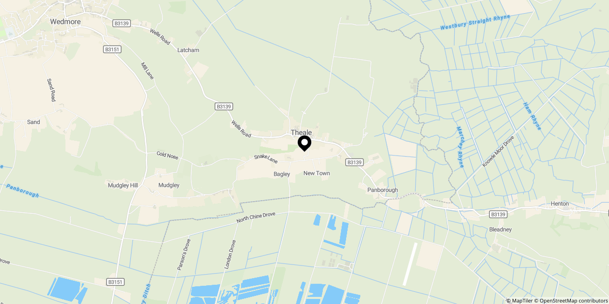 Approximate location of Theale, Wedmore