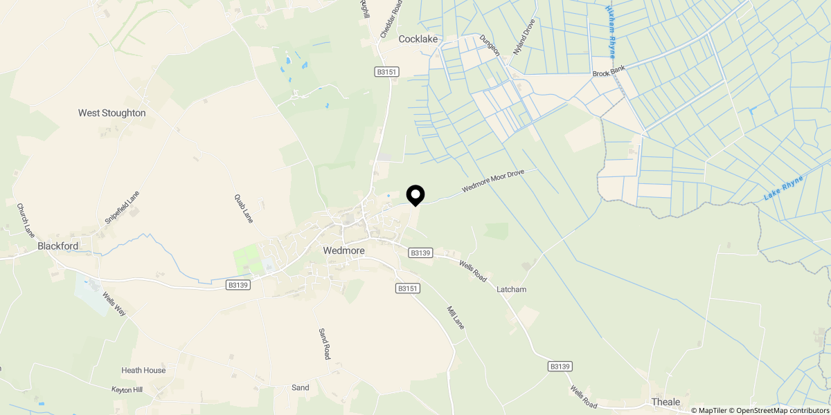 Approximate location of Elder Close, Wedmore