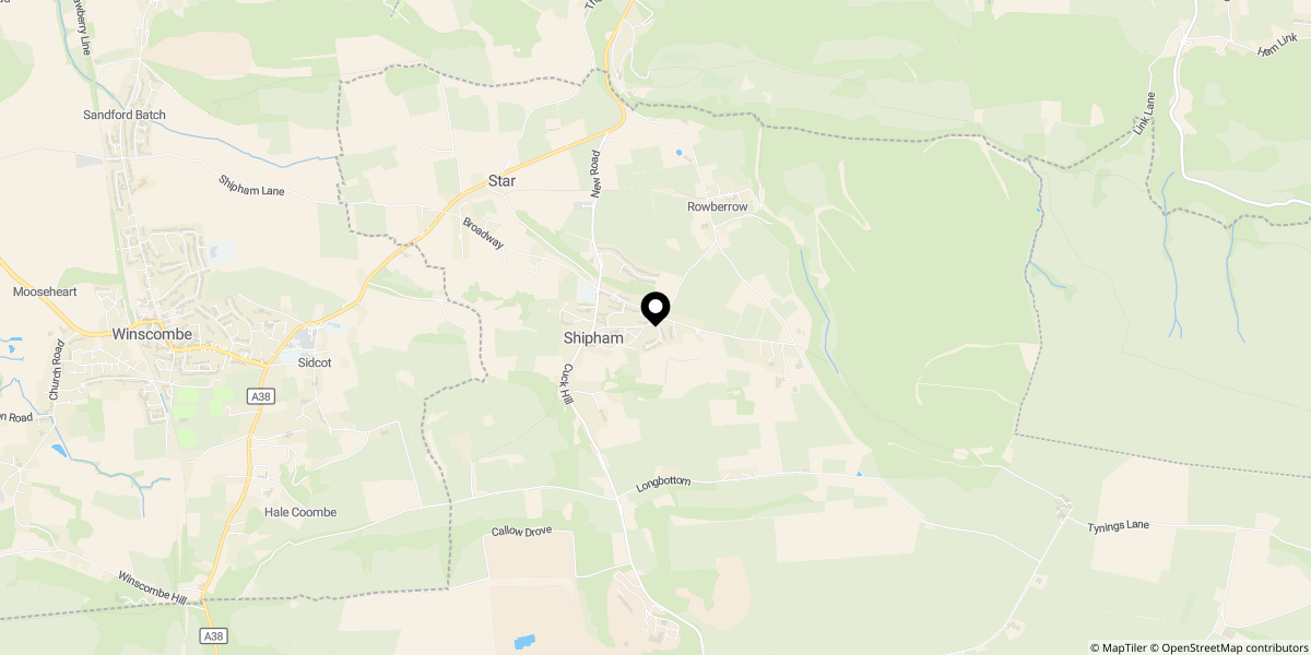 Approximate location of Top Road, Shipham