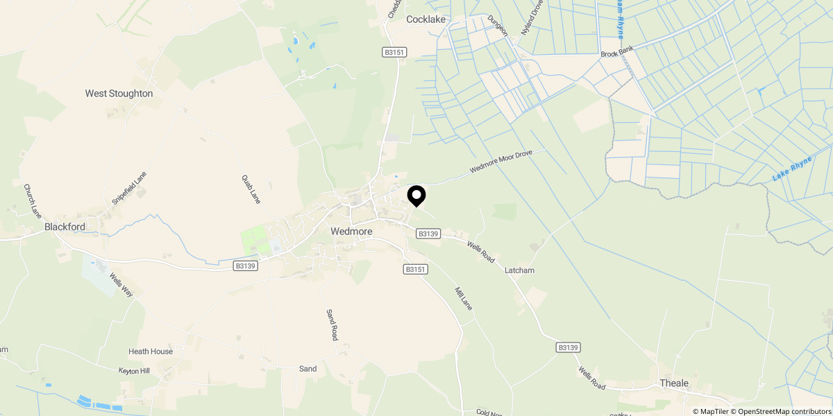 Approximate location of Combe Batch Rise, Wedmore