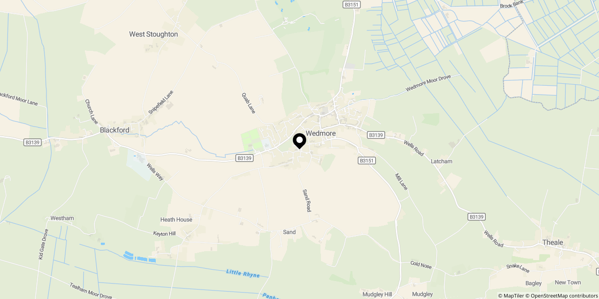 Approximate location of West End, Wedmore
