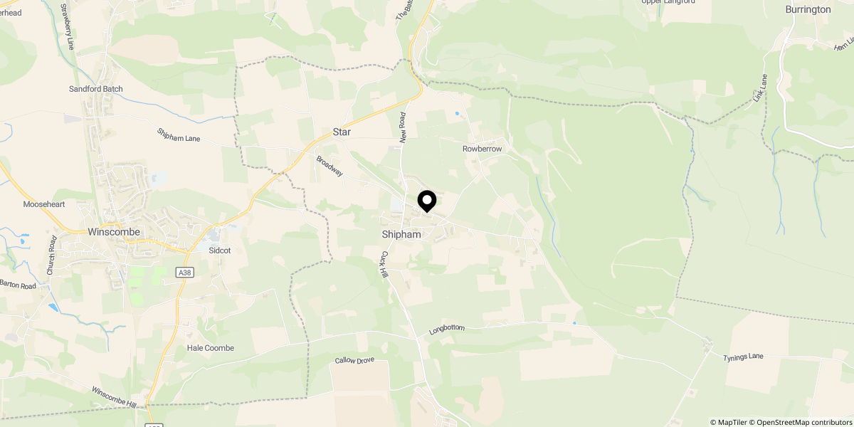 Approximate location of  Hollow Road, Shipham